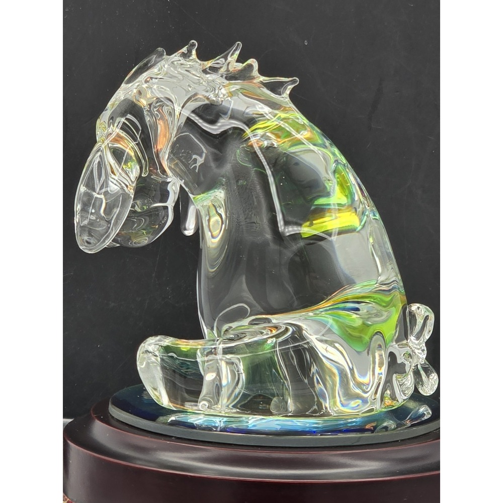 Disney's Winnie The Pooh " Eeyore" Glass Figurine Mirror Wood‎ Base 4.5" Arribas - Picture 12 of 16